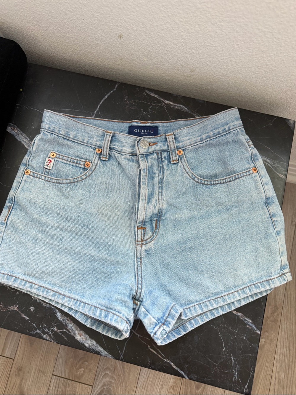 GUESS Light Wash Denim High-Rise Women's Shorts